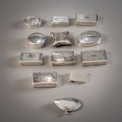 MIXED LOT OF TABATIERS, PINCUSHIONS, PILLBOXES