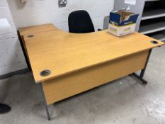 wooden desk and pedestal