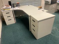 Grey Radial Desk & 2 Pedestal Units