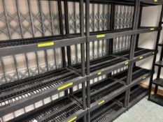 3 bays of plastic shelving