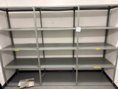 3 bays of metal shelving