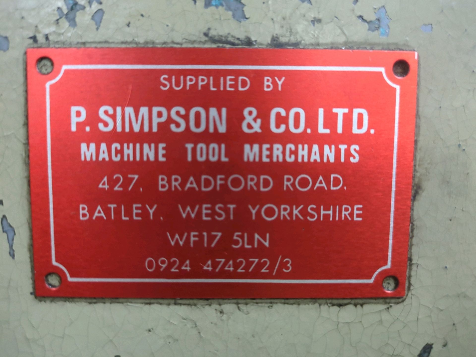 *NO RESERVE* Pillar Drill P.Simpson & Co Ltd - Image 4 of 12