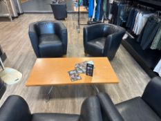4x Faux Leather Tub Chairs & Table