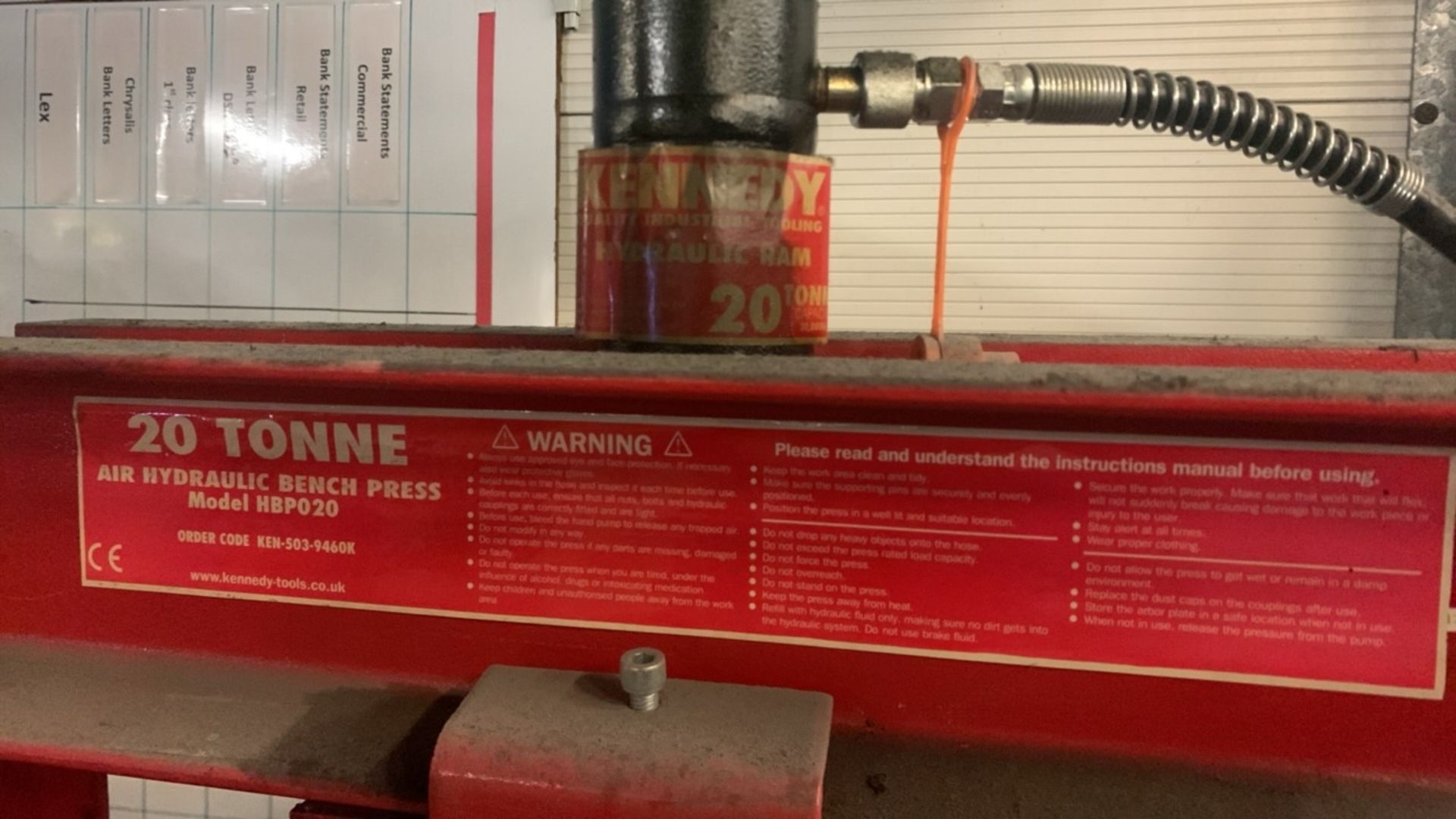 Kennedy 20 Tonne Air Hydraulic Bench Press Model HBP020 - Image 3 of 6