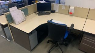 Radial Desk Left & Right, Pedesals, Chairs & Dividers