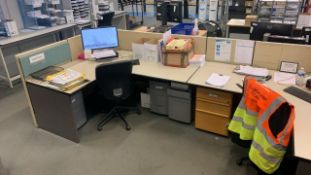 Radial Desk Left & Right, Pedestals, Chairs & Dividers