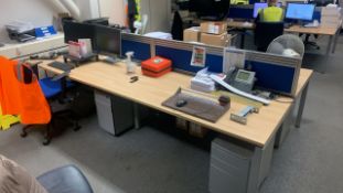 Group Of Desks With Privacy Panels And Pedestal Cabinets