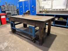 Wooden Work Table with Vice