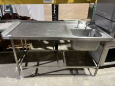 *NO RESERVE* S/S Table And Sink With Upstand To Left And Rear
