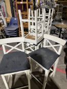 *NO RESERVE* Wooden Framed Stools With Navy Pads x8