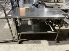 *NO RESERVE* S/S Table On Castors With Undershelf