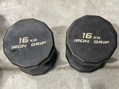 *NO RESERVE* Pair Of 16kg Iron Grip Dumbbells