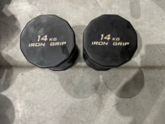 *NO RESERVE* Pair Of 14kg Iron Grip Dumbbells