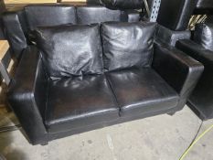 Black Leatherette 2 Seater Sofa