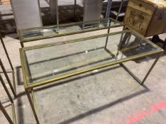 Pair Of Gold Trim Glass Top Tables