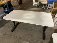 Pair Of Straight White Desks Curved Edges