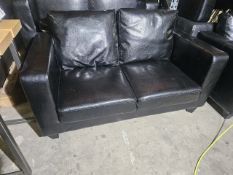 Black Leatherette 2 Seater Sofa