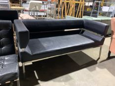 Dark Navy Faux Leather Three Person Sofa