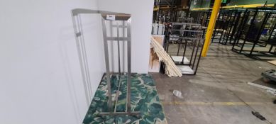 Single Rail On Casters, Metal Frame With Wooden Top x3