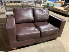 Maroon Two Seater Faux Leather Sofa