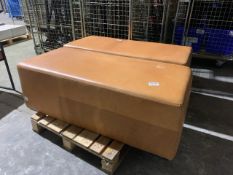 Pair Of Tan Leather Long Pouffes