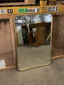 Curved Rectangular Gold Trim Mirror