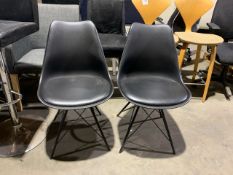Pair Of Black Egg Chairs With Black Faux Leather Seat