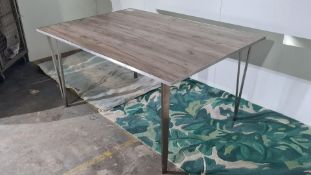 Metal Framed Table With Wood Effect Table Top x2