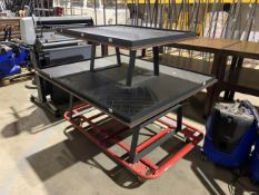Dual Tier Table Black Steel Frame Black Wood Top