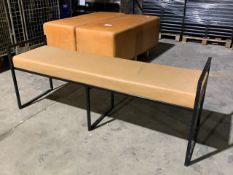 Long Black Framed Bench With Faux Leather Seat