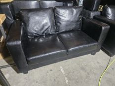 Black Leatherette 2 Seater Sofa