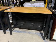 Black Wooden Base Table With Beech Wood Top & Stainless Steel Shelves