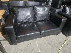Black Leatherette 2 Seater Sofa