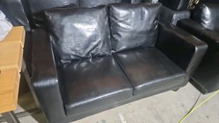 Black Leatherette 2 Seater Sofa