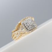 Matching Set Of 9ct Yellow Gold Diamond Rings