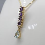 Stylish Amethyst & Blue Topaz Gold-Plated Silver Necklace