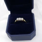 18k Yellow & White Gold 0.33 Carat Round Brilliant-Cut Diamond 3-Stone Ring
