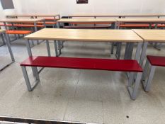 Canteen Table & Red Bench Seats