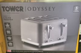 Approximately 28 x Tower Odyssey Grey 4 Slice Toaster
