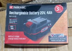 Approximately 12 x Parkside 20v Rechargeable Batteries 4ah
