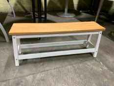 Small Wooden Bench Oak Top White Wooden Legs