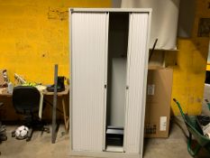 Large Grey Tambour Cabinet