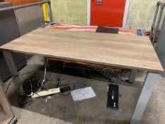 Straight Grey Wooden Desk Grey Metal Legs