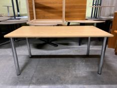 Tan Wooden Table Silver Legs