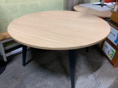 Pair Of Circular Beech Effect Table Black Legs
