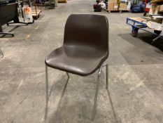 Group Of Brown Plastic Chairs Silver Frame