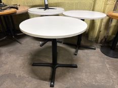 White Circular Wood Table x4