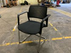 Group Of Black Fabric Plastic Back Office Chairs