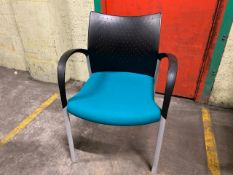 Group Of Teal Fabric Office Chairs With Grey Legs