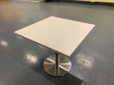 Group Of 4x White Square Tables Silver Base